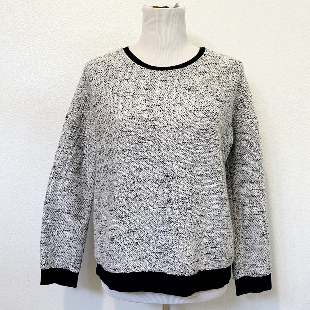 Textured Boucle Tweed Knit Dropped Shoulder Crewneck Sweatshirt | F21, Small